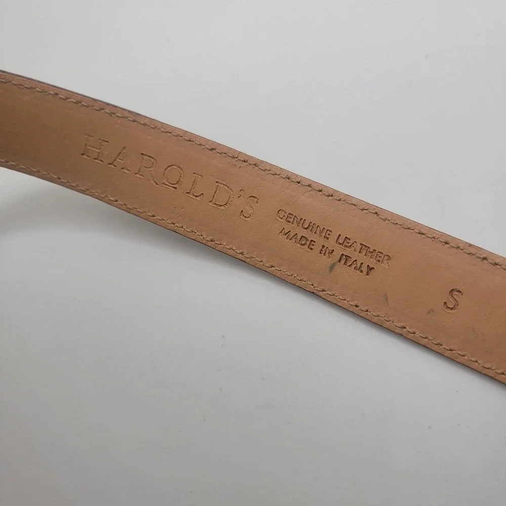 Harold's Belt Small Brown Leather Croc Embossed Grosgrain Tie Dainty Dressy